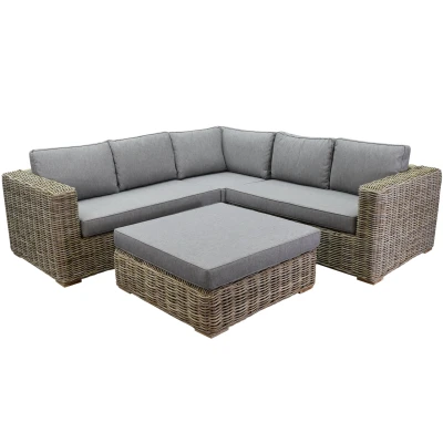 Afbeelding van Serva hoek loungeset 4 delig naturel rotan