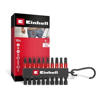 Afbeelding van Einhell Karabiner Impact Bit Set 10tlg 118633 Bitset 1/4 (6.3 mm), PH, PZ, Torx, Zeskant
