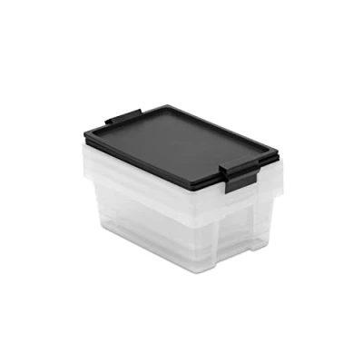 Afbeelding van TATAY Set van 3 opbergdozen met deksel, 7 l capaciteit, handgrepen, deksel 100% gerecyclede materialen, BPA vrij, zwart. Afmetingen 25 x 36 13 cm