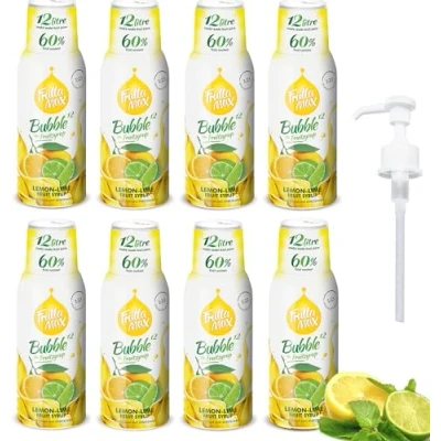 Afbeelding van 8 pakjes FruttaMax Vruchtensiroopconcentraat Minder suiker met 60% fruitgehalte geschikt voor frisdrankautomaat (8 x 500 ml) Citroen Limoen)