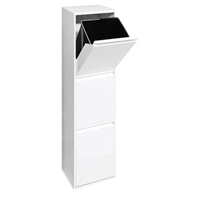 Afbeelding van Arregui Basic CR301 B Afval en recyclingcontainer van staal met 3 vakken, keukenafvalemmer, voor thuis of op kantoor, x 17 l (51 liter), wit