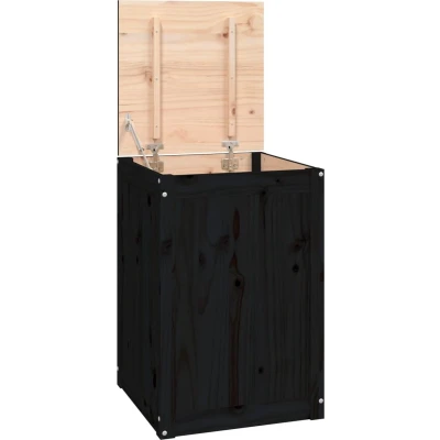 Afbeelding van Wasmand 44x44x66 cm massief grenenhout zwart