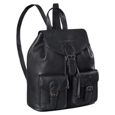 Afbeelding van STILORD &#039;Ezra&#039; Lederen Dagrugzak Daypack Leer Grote Vintage Rugzak ideaal als Laptop School DIN A4 Reis Backpack Echt Leder, Kleur:zwart
