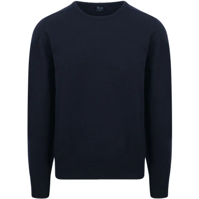 Afbeelding van William Lockie Lamswol Navy maat S Heren Pullover met Regular fit Pasvorm Suitable Herenkleding