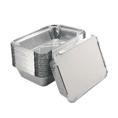 Afbeelding van KURTT Aluminiumbakje 911L met deksel 100 Stuks 901 cc Prep meal Fitness Salade Maaltijd Take Away Aluminium wegwerp bakjes Kapsalon
