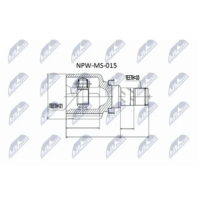 Afbeelding van Homokineet reparatie set, aandrijfas NTY NPW MS 015