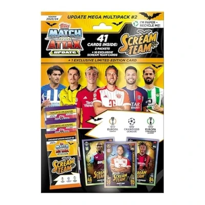 Afbeelding van Topps Match Attax 23/24 Update Mega Multipack #2 41 kaarten, inclusief 16 nieuwe Scream Team kaarten en een exclusieve Harry Kane Limited Edition kaart!
