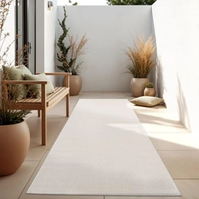 Afbeelding van Paco Home In &amp; Outdoor Balkon Terras Keukenvloerkleed Eenkleurig Gemêleerd Patroon 80x250 cm