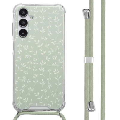 Afbeelding van imoshion Hoesje Geschikt voor Samsung Galaxy A16 (5G) Design met Koord Smoke Green Flowers