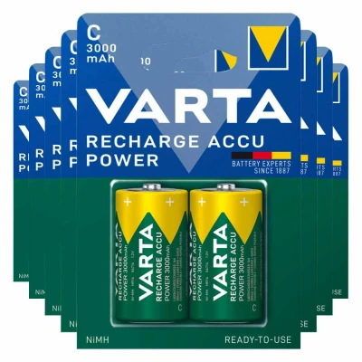 Afbeelding van 8x Varta Recharge Accu Power Oplaadbare Batterijen C 3000mAh 2 stuks
