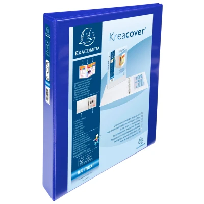 Afbeelding van Exacompta ringmap Kreacover, ft A4 maxi, 4 D ringen van 3 cm, blauw