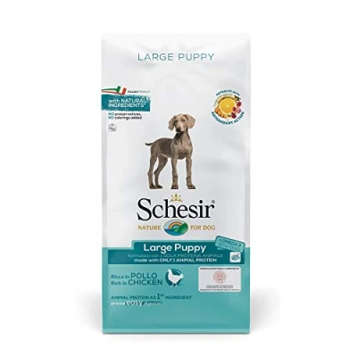 Afbeelding van Schesir, Droogvoer voor honden, grote puppy&#039;s met kippensmaak, in kroketten, zak van 12 kg