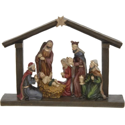 Afbeelding van Bellatio decorations Kerststal inclusief figuren polystone 20 cm