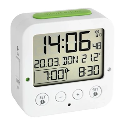 Afbeelding van TFA 60.2528.02 Bingo wit afst.bed. wekker met temperatuur