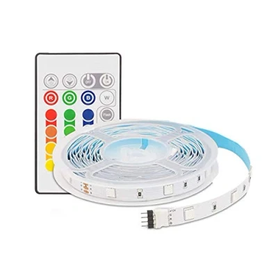 Afbeelding van Aourow Ledstrip/ledstrip, 5 m, kleurverandering, RGB ledstrip incl. afstandsbediening en voeding, 5050 SMD, flexibele ledstrips met zelfklevend, voor huisdecoratie