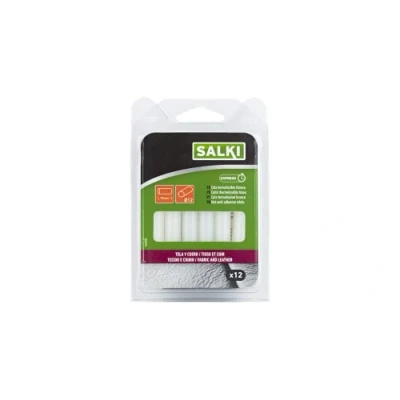 Afbeelding van SALKI Lijmsticks voor stof en leer, warme siliconen, 12 stuks, mm diameter, 95 lang, wit