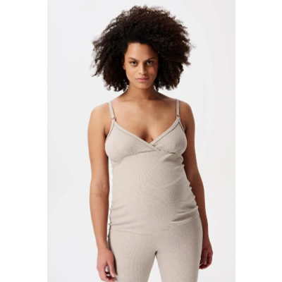 Afbeelding van Pyjamatop met voedingsfunctie Maja Taupe Melange XS/S