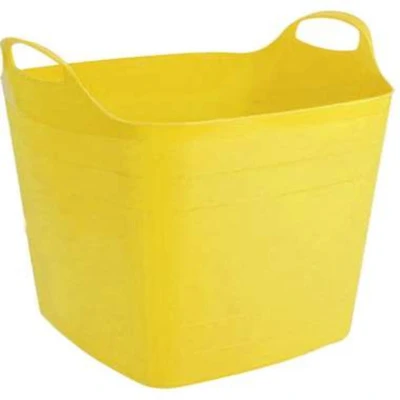 Afbeelding van Flexibele kuip emmer/wasmand vierkant geel 40 liter