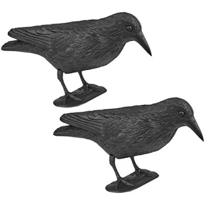 Afbeelding van WELLGRO 2 x vogelverschrikker zittend kraai kunststof, zwart