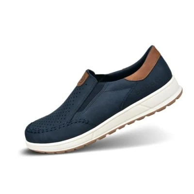 Afbeelding van bugatti heren Casual slip on sneakers, pantoffels met elastische band en logo, Donkerblauw, 47 EU