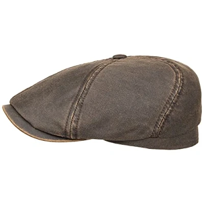 Afbeelding van Stetson Brooklin Old Cotton Flat Cap Heren hat katoenen zomer met klep voor Lente/Zomer XL (60 61 cm) bruin