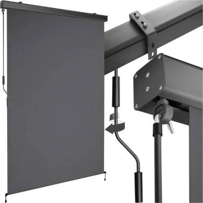 Afbeelding van tectake® Verticale Luifel Eloise 120 x 250 cm Zonwering Rolgordijn Buiten Schaduwdoek Met 2 Wandhouders Handslinger Winddicht Zonnescherm Voor Balkon, Terras, Tuin en Bevestiging aan Muren Antraciet