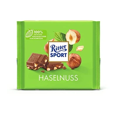 Afbeelding van Nieuw design: RITTER SPORT hazelnoot 100 g, melkchocolade met geroosterde hazelnoten, chocoladebord nootachtige smaak, chocolade zachte bijt