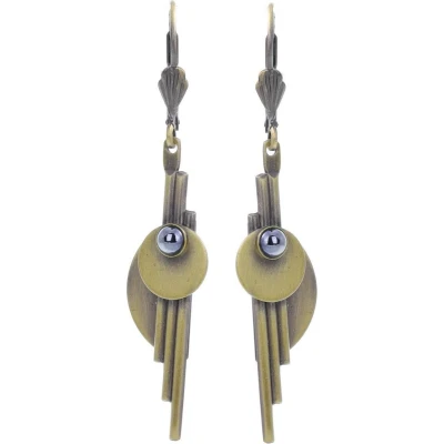 Afbeelding van Behave Oorbel hanger vintage goud kleur 5,8 cm