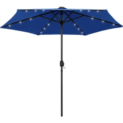 Afbeelding van Parasol met LED verlichting en aluminium paal 270 cm azuurblauw