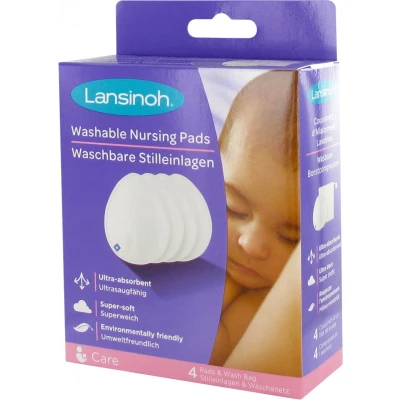 Afbeelding van Lansinoh 4 Stuks Wasbare Borstcompressen incl. Waszakje 20382