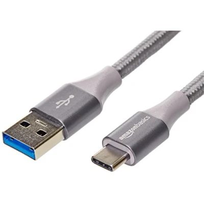 Afbeelding van AmazonBasics Dubbel gevlochten nylon USB type C aan A 3.1 gen 2 kabel (USB IF gecertificeerd), ondersteunt hoge gegevensoverdracht tot 10 Gbps (0,9 meter, donkergrijs)