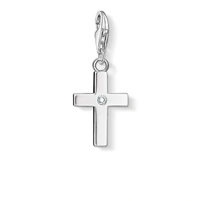 Afbeelding van Thomas Sabo Dames bedelhanger kruis Zirkonia Charm Club 925 Sterling zilver 0366 051 14, zilver,