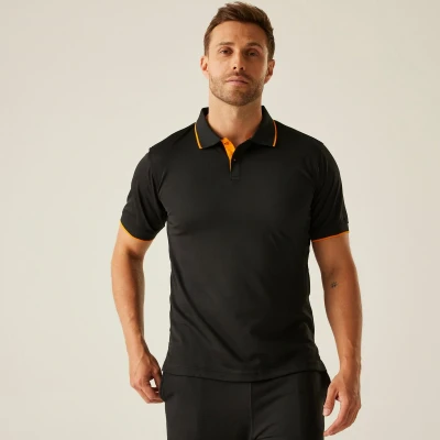 Afbeelding van Regatta Navigate Short Sleeve Polo RG264 Black/Orange Pop XL