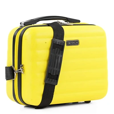 Afbeelding van ITACA Toilettas Stijve reistas. Duurzame en lichtgewicht Schoonheidskoffer Make up Organizer ABS bestendig Jeugdvolle Koffer Meisje. Handbagage Cosmetische Case voor Vrouwen 712, Geel