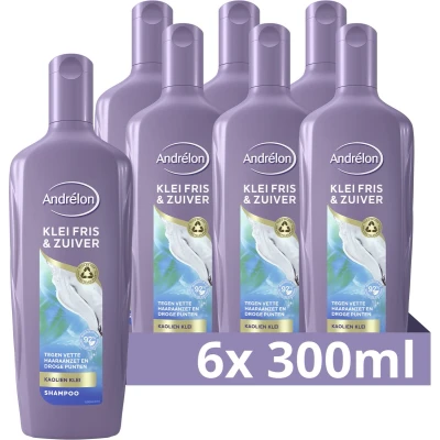 Afbeelding van 6x Andrelon Shampoo Klei Fris &amp; Zuiver 300 ml