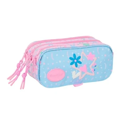 Afbeelding van Pennenetui met 3 vakken BlackFit8 Smile Roze Licht Blauw 21,5 x 10 8 cm