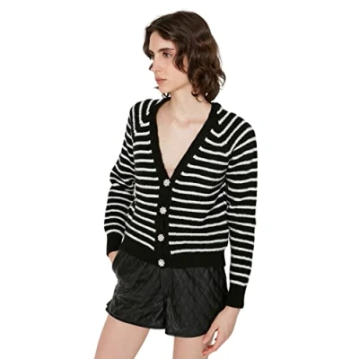 Afbeelding van Trendyol Ecru Zacht Gestreept Gebreide Vest Met Textuur Twoaw23Hi00266