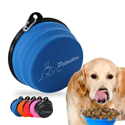 Afbeelding van PETSATION Hondenbak opvouwbaar voor onderweg [het origineel] voederbak de hond ideaal dagelijks gebruik 1500 ml waterbak drinkbak reisbak, voederbak, bak (blauw, ml)