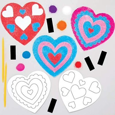 Afbeelding van Baker Ross AT543 Hart zandkunst magneten knutselset voor kinderen (6 stuks) creatieve sets om te knutselen en decoreren Valentijnsdag