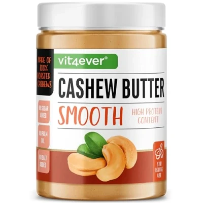 Afbeelding van cashewboter glad 1kg natuurlijke zonder toevoegingen eiwitrijk toegevoegd zout, olie of palmvet 100% romige veganistisch
