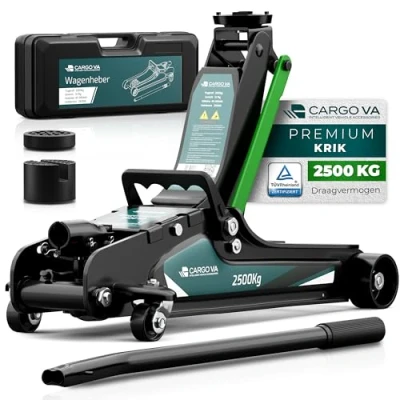Afbeelding van CargoVA® 2,5 T Hydraulische Krik met 2 Rubberen pads en Ppbergkoffer Autokrik, Hefstatief, Garagekrik Perfect Voor de oe het zelf werkplaats