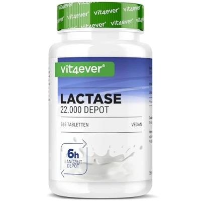 Afbeelding van Vit4ever Lactase 22.000 Depot 365 tabletten met depotwerking (Sepismart® Slow Release) Hooggedoseerd FCC eenheden Voor lactose intolerantie + melkintolerantie