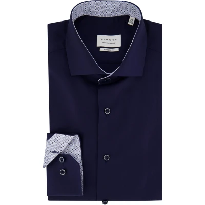Afbeelding van Eterna Overhemd M7 Comfort Fit Mouwlengte 7 donkerblauw extra lange mouwen effen
