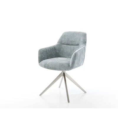 Afbeelding van DELIFE Draaistoel Pejo Flex chenille pastelblauw kruisframe breed roestvrij staal 360 draaibaar rocker functie pocketveer kern
