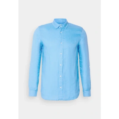 Afbeelding van Scotch and Soda Linnen Overhemd Blauw maat M Heren Overhemden Casual Effen met Regular fit Pasvorm