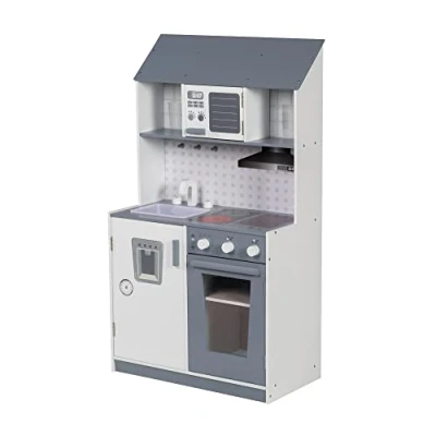 Afbeelding van roba 480227 Kinderkeuken gelakt, inclusief fornuis, gootsteen, kraan, magnetron, grill, meerkleurig