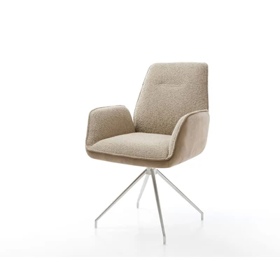 Afbeelding van DELIFE Draaistoel Zoa Flex materiaalmix mud kruisframe conisch roestvrij staal 180 draaibaar pocketveer kern