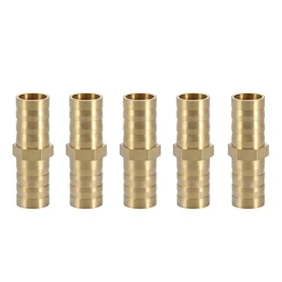 Afbeelding van slangverbinder 12mm messing Rechte 2 weg pijpverbinder koppeling met prikkeldraad