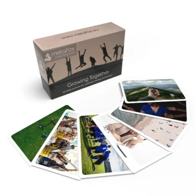 Afbeelding van metaFox coaching Afbeeldingskaarten in elkaar groeien gesprekskaarten voor workshop ijsbrekers en teambuilding motivatiekaarten teamontwikkeling