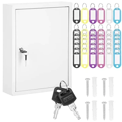 Afbeelding van Springos Sleutelkluis Sleutelkast Sleutelbox 42 Haken 35 x 27 8 cm Wit